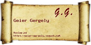 Geier Gergely névjegykártya